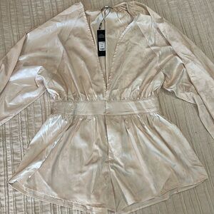 Fashion Nova white silk romper